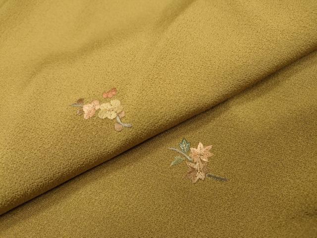 平和屋着物▼上質な小紋 総刺繍 草花 金糸 正絹 逸品 DABI7381fe