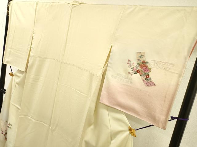 平和屋着物●中国三大刺繍 スワトウ刺繍 汕頭刺繍 相良刺繍 総刺繍 訪問着 御所車短冊花文 暈し染 正絹 逸品 DABI7383fe