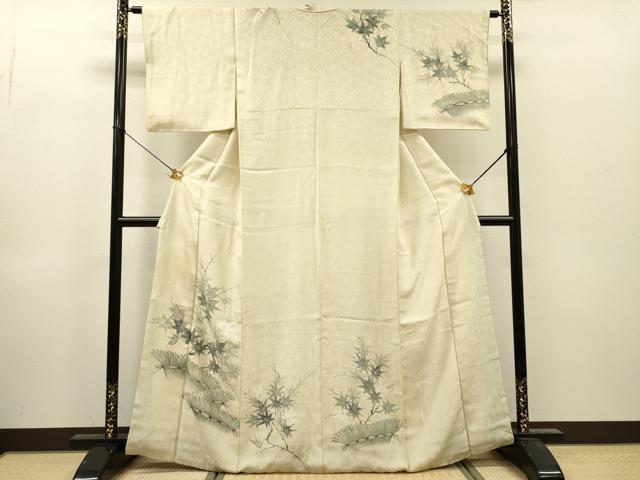 平和屋着物▼訪問着 手描き 枝楓 暈し染 正絹 逸品 DABI7387fe
