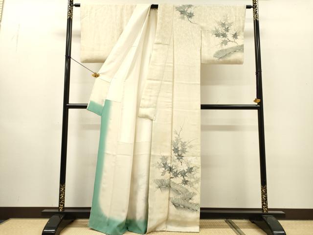 平和屋着物▼訪問着 手描き 枝楓 暈し染 正絹 逸品 DABI7387fe
