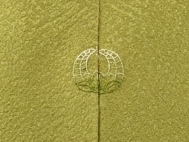 平和屋着物▼中国三大刺繍 スワトウ刺繍 汕頭刺繍 総刺繍 無地絵羽訪問着 色紙花文 根岸色 正絹 逸品 DABI7405fe