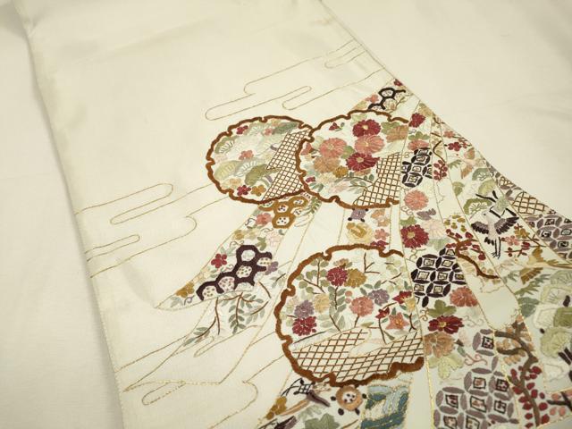 平和屋着物▼中国三大刺繍 相良刺繍 総刺繍 太鼓柄袋帯 雪輪短冊花文 金糸 正絹 逸品 DABI7415fe
