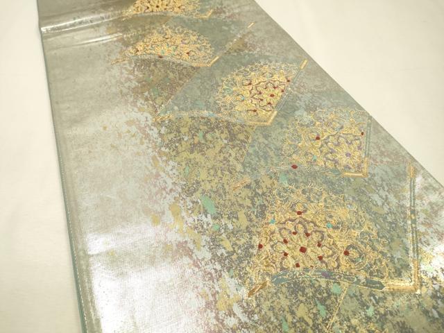 平和屋着物▼六通柄袋帯 瓦文 金銀彩 引箔 正絹 逸品 DABI7420fe