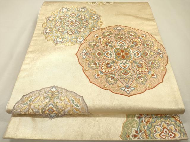 平和屋着物▼六通柄袋帯 唐織 古代彩綾華文 金糸 引箔 正絹 逸品 DABI7449fe