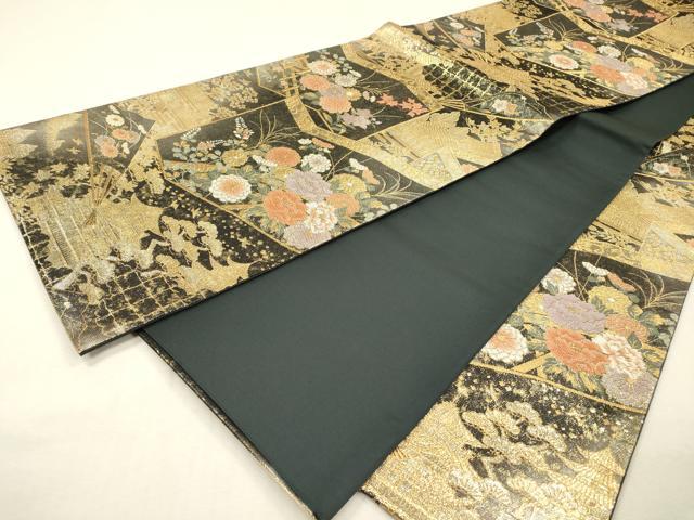 平和屋着物▼六通柄袋帯 御所解衝立屏風文 金糸 引箔 正絹 逸品 DABI7456fe