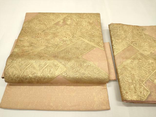 平和屋着物▼中国三大刺繍 スワトウ刺繍 汕頭刺繍 相良刺繍 総刺繍 つけ帯 更紗花文 金彩 正絹 逸品 DABI7469fe