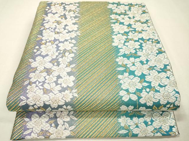 平和屋着物▼六通柄袋帯 舞桜 金糸 正絹 逸品 DABI7470fe
