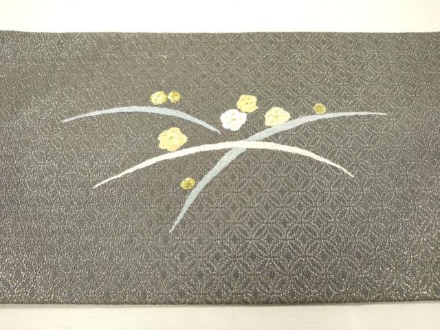 平和屋着物▼九寸名古屋帯 総刺繍 扇面花文 金糸 正絹 逸品 DABI7497fe