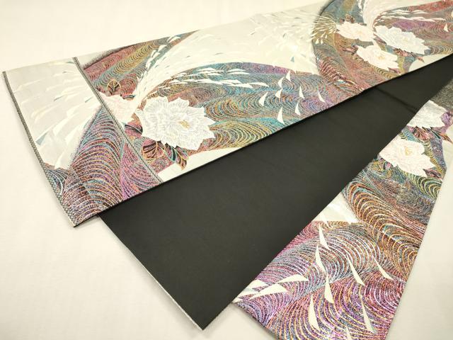 平和屋着物▼六通柄袋帯 舞花 金銀糸 正絹 逸品 DABI7538fe