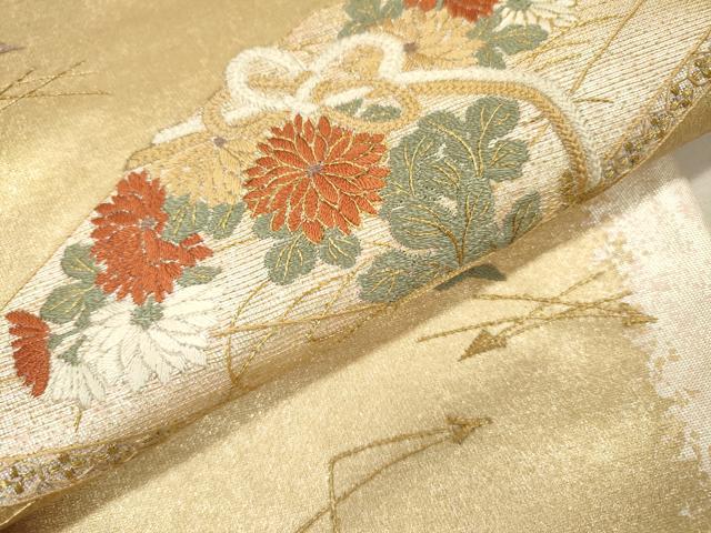 平和屋着物▼太鼓柄袋帯 総刺繍 文箱付近文 金彩 引箔 正絹 逸品 DABI7551fe