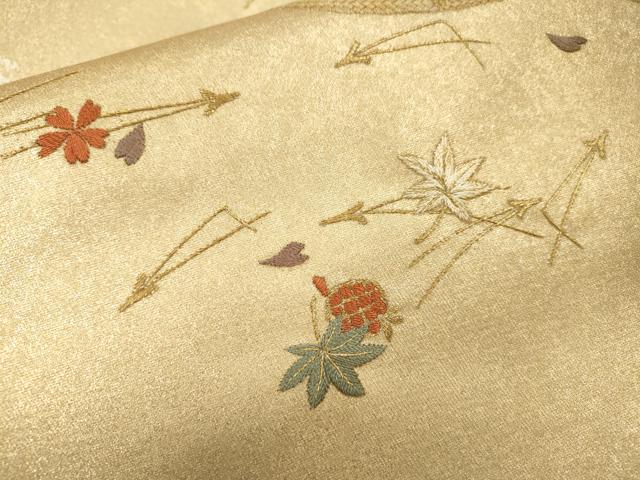 平和屋着物▼太鼓柄袋帯 総刺繍 文箱付近文 金彩 引箔 正絹 逸品 DABI7551fe