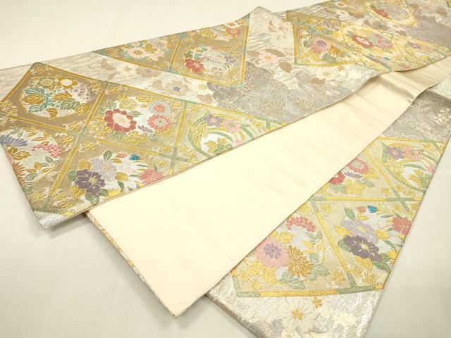 平和屋着物▼六通柄袋帯 天井花丸文 金銀糸 正絹 逸品 DABI7581fe