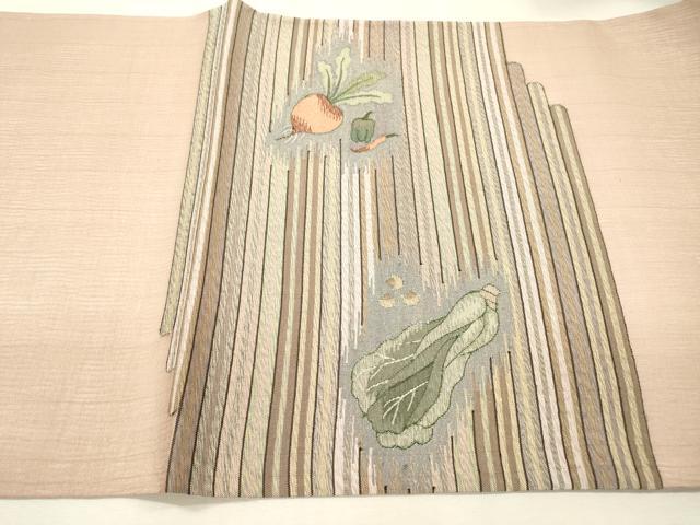 平和屋着物*夏物 明綴れ 太鼓柄袋帯 成り物 金糸 正絹 逸品 未使用 DABI7628fe