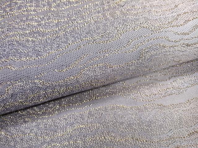平和屋着物▼全通柄袋帯 霞文 銀糸 正絹 逸品 DABI7657fe