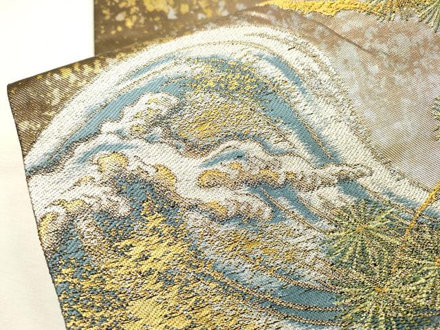 平和屋着物▼六通柄袋帯 立波松文 金銀糸 引箔 正絹 逸品 DABI7668fe
