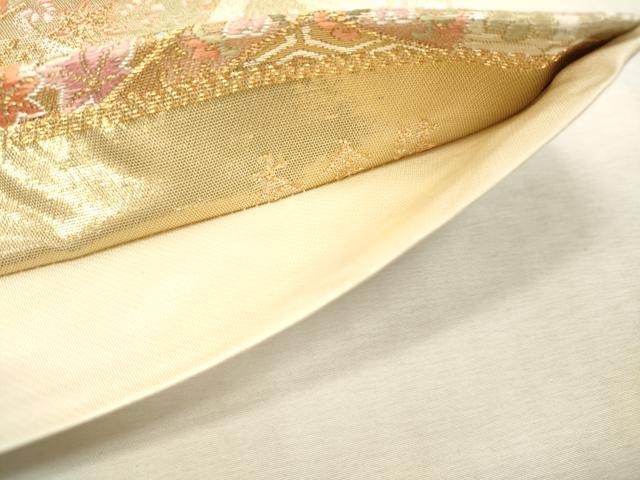 平和屋本店▼六通柄袋帯 唐織 花丸青海天井文 本金箔 正絹 逸品 未使用 DABI7686fe