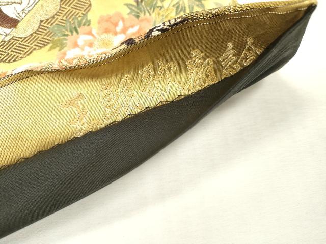 平和屋本店▼六通柄袋帯 唐織 王朝歌扇絵 京うるし本金箔 正絹 逸品 DABI7697fe