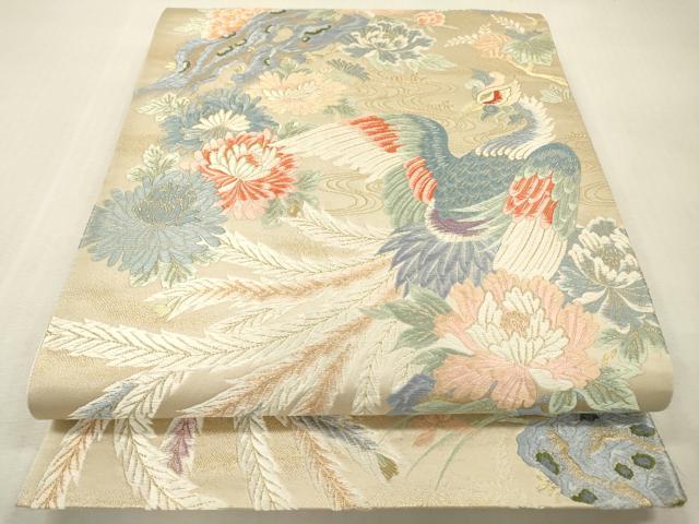 平和屋本店▼六通柄袋帯 唐織 瑞鳥花苑文 本金九百錦 正絹 逸品 DABI7709fe