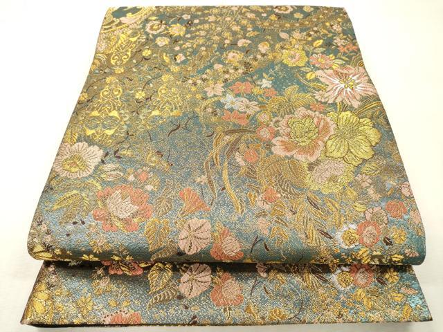 平和屋本店▼六通柄袋帯 貴賓はく 花唐草文 本金箔二重 正絹 逸品 DABI7713fe