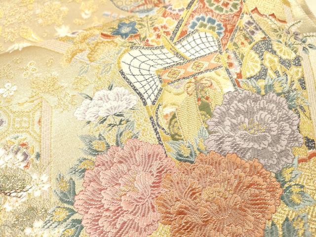平和屋本店▼西陣 長嶋成織物 ながしま帯 六通柄袋帯 唐織 謡本祥栄文 本金箔 正絹 逸品 DABI7720fe
