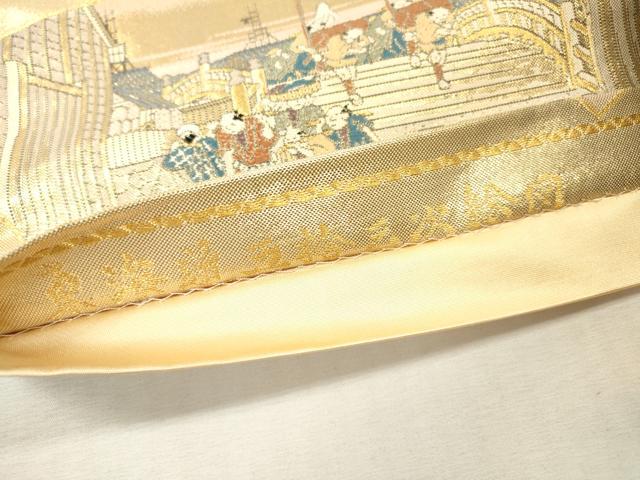 平和屋本店▼全通全景柄袋帯 東海道五拾三次絵図 本金箔織 正絹 逸品 DABI7727fe
