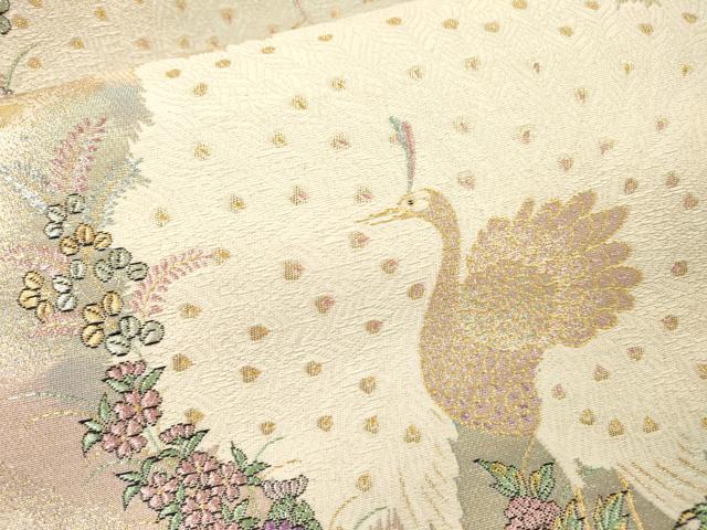 平和屋本店▼六通柄袋帯 献上孔雀文 本金箔 正絹 逸品 未使用 DABI7741fe