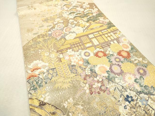 平和屋本店▼六通柄袋帯 唐織 流水古都之旅 九百本金弐重織 正絹 逸品 DABI7745fe