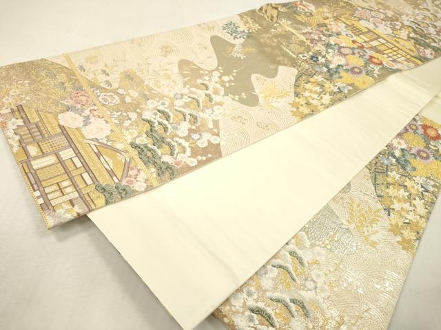 平和屋本店▼六通柄袋帯 唐織 流水古都之旅 九百本金弐重織 正絹 逸品 DABI7745fe