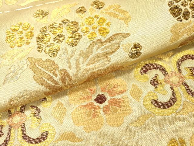 平和屋本店▼六通柄袋帯 横段花唐草文 本金箔 正絹 逸品 DABI7750fe