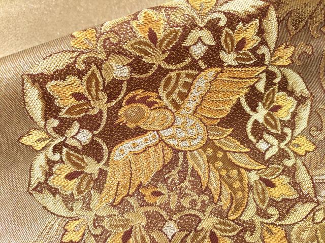 平和屋本店▼六通柄袋帯 斜取鳳鳥華文 上代本金箔 正絹 逸品 DABI7751fe