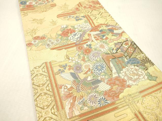 平和屋本店▼佐賀錦 六通柄袋帯 雲取飛優文 本金箔 正絹 逸品 DABI7755fe