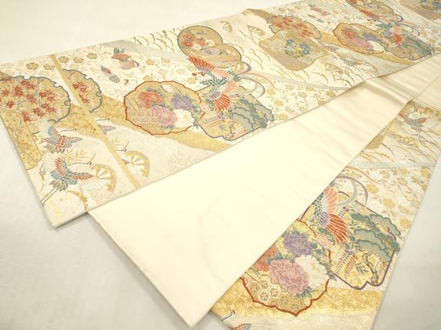 平和屋本店▼六通柄袋帯 唐織 能衣文 本金箔 正絹 逸品 DABI7756fe