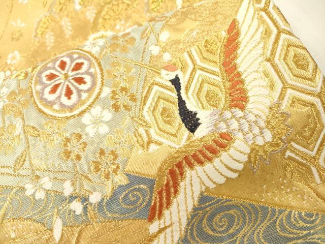 平和屋本店▼六通柄袋帯 唐織 古典春秋絵 本金箔二重 正絹 逸品 DABI7764fe