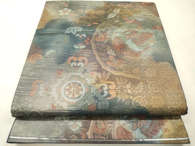平和屋本店▼六通柄袋帯 白寿錦 純金二重箔 正絹 逸品 DABI7770fe