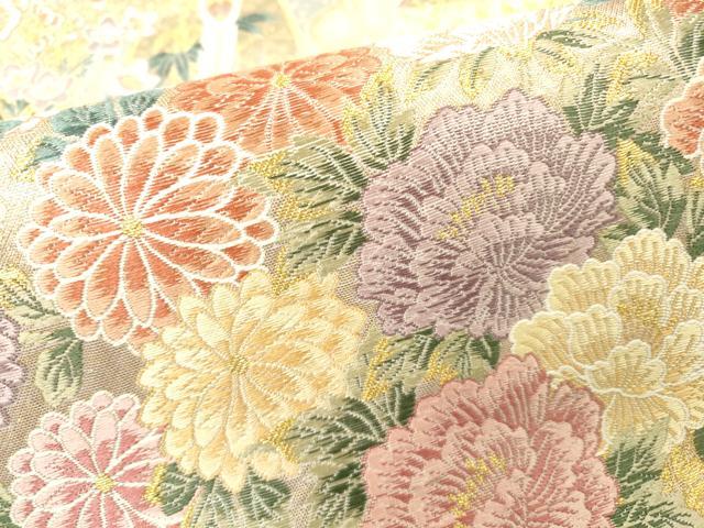 平和屋本店▼六通柄袋帯 唐織 屏風鳳凰花柄文 本金 正絹 逸品 未使用 DABI7773fe