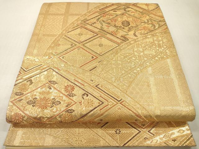 平和屋本店▼六通柄袋帯 九百錦織 鳳凰花菱文 純金箔24K弐重箔 正絹 逸品 DABI7775fe