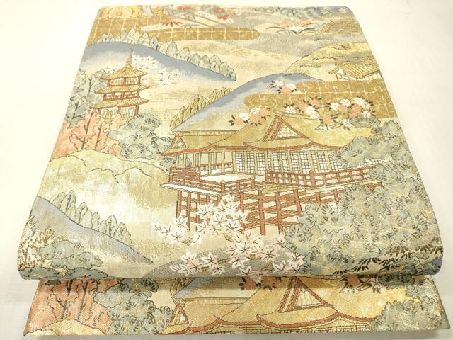 平和屋本店▼六通柄袋帯 清水寺 本金箔 正絹 逸品 DABI7778fe