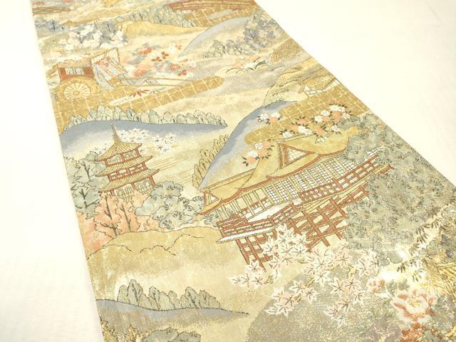 平和屋本店▼六通柄袋帯 清水寺 本金箔 正絹 逸品 DABI7778fe
