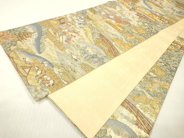 平和屋本店▼六通柄袋帯 清水寺 本金箔 正絹 逸品 DABI7778fe