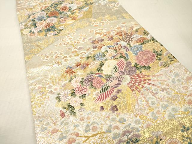 平和屋本店▼六通柄袋帯 風雅扇面文 本金 正絹 逸品 DABI7781fe