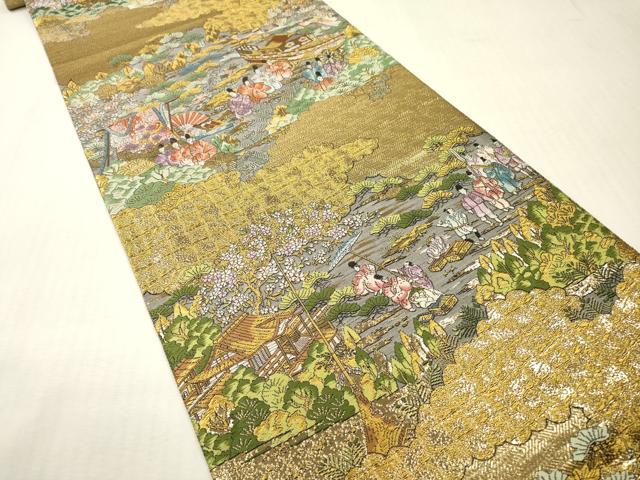 平和屋本店▼西陣 廣部商事謹製 全通柄袋帯 唐織 京洛祇園祭還幸絵巻 弐拾金箔使用 正絹 逸品 DABI7786fe