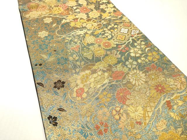 平和屋本店▼六通柄袋帯 古代彫金紋 本金箔二重 正絹 逸品 DABI7796fe
