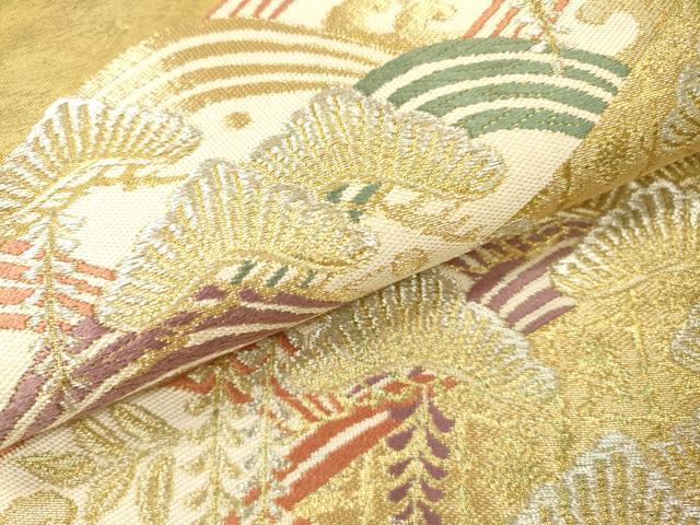 平和屋本店▼六通柄袋帯 絹衣松波文 本金箔 正絹 逸品 DABI7806fe