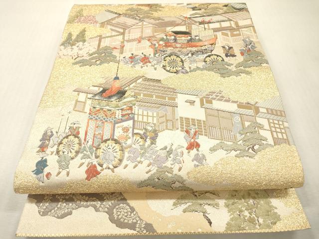 平和屋本店▼全通全景柄袋帯 洛中洛景 本金箔 正絹 逸品 DABI7813fe