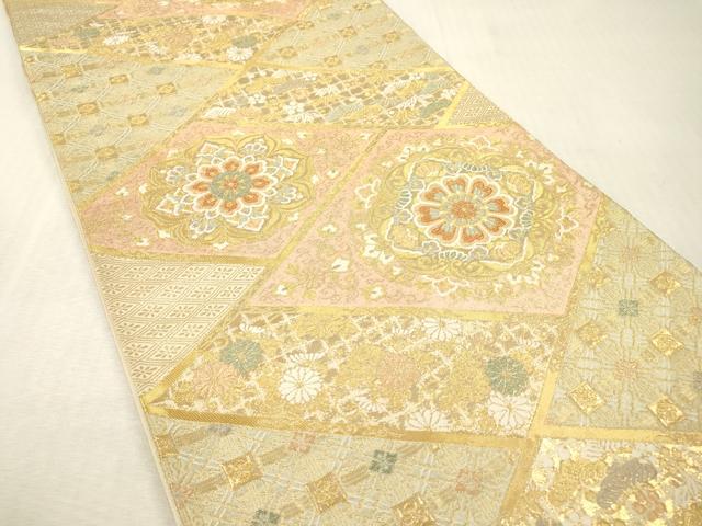 平和屋本店▼六通柄袋帯 全通小袖錦 正倉院花菱文 本金 正絹 逸品 DABI7814fe
