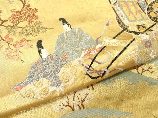 平和屋本店●西陣 長嶋成織物 ながしま帯 六通柄袋帯 平安花苑 瀞金錦 本金箔 共箱付き 正絹 逸品 DABI7816fe