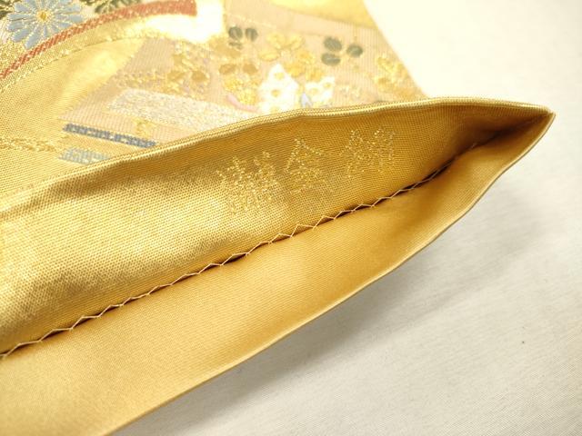 平和屋本店●西陣 長嶋成織物 ながしま帯 六通柄袋帯 文箱謡本散 瀞金錦 本金箔 正絹 逸品 DABI7817fe