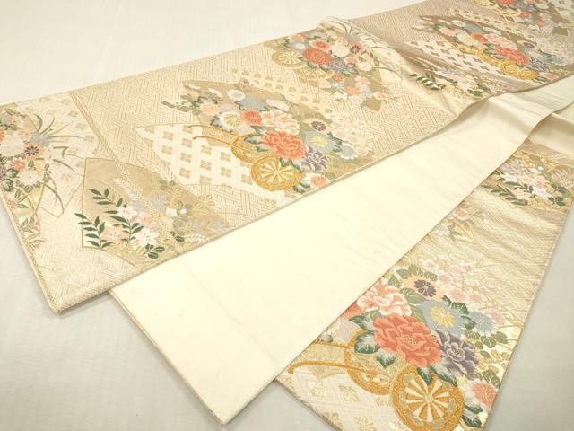 平和屋本店▼六通柄袋帯 唐織 花小袖 本金箔 正絹 逸品 DABI7821fe