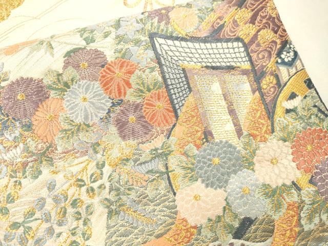 平和屋本店▼六通柄袋帯 唐織 九百錦 裂取御所華文 本金箔 正絹 逸品 DABI7825fe