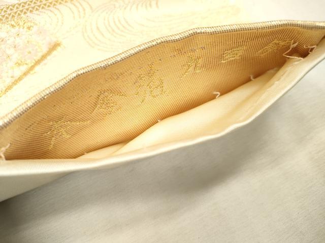 平和屋本店▼六通柄袋帯 唐織 九百錦 裂取扇面文 本金箔 正絹 逸品 DABI7826fe